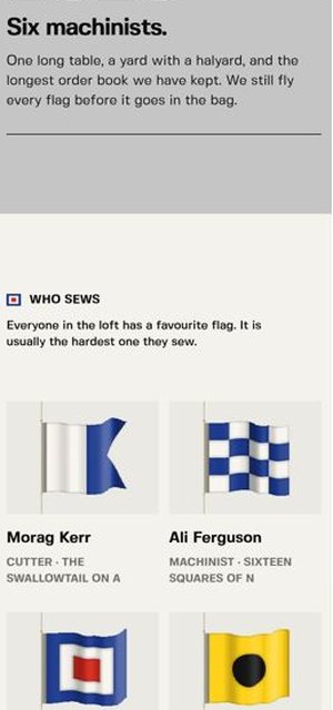 Tack & Halyard on a phone, loft page