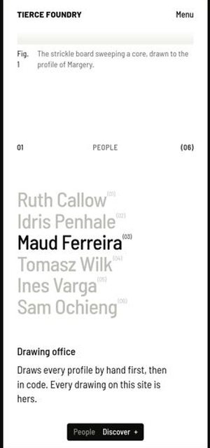 Tierce Foundry on a phone, foundry page