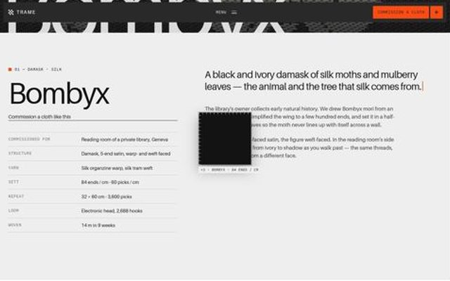 TRAME, cloth-bombyx page, frame 3