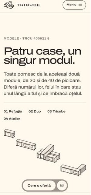TRICUBE on a phone, modele page