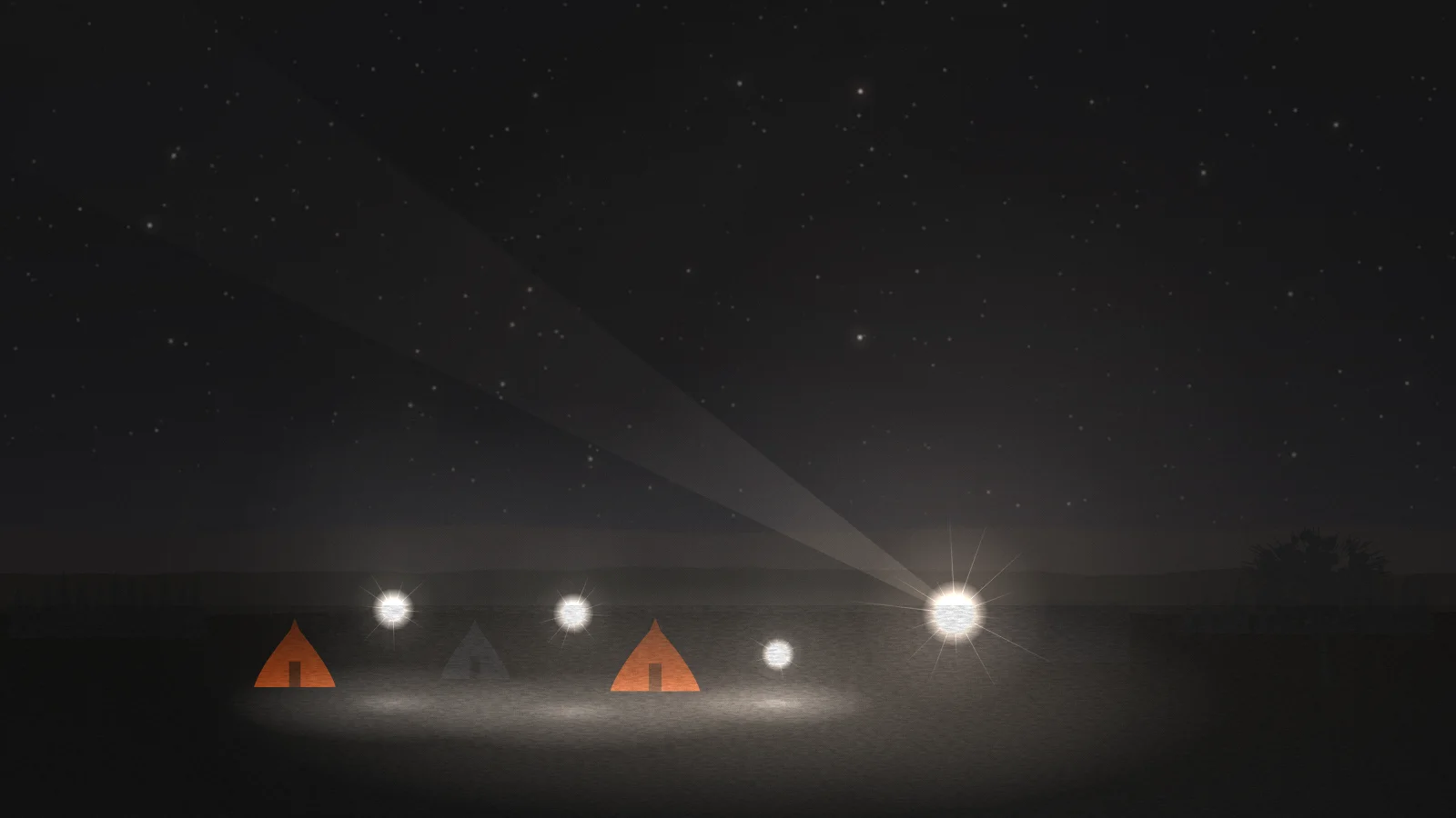 Blackcleugh Camping at night before the refit: floodlights and glare