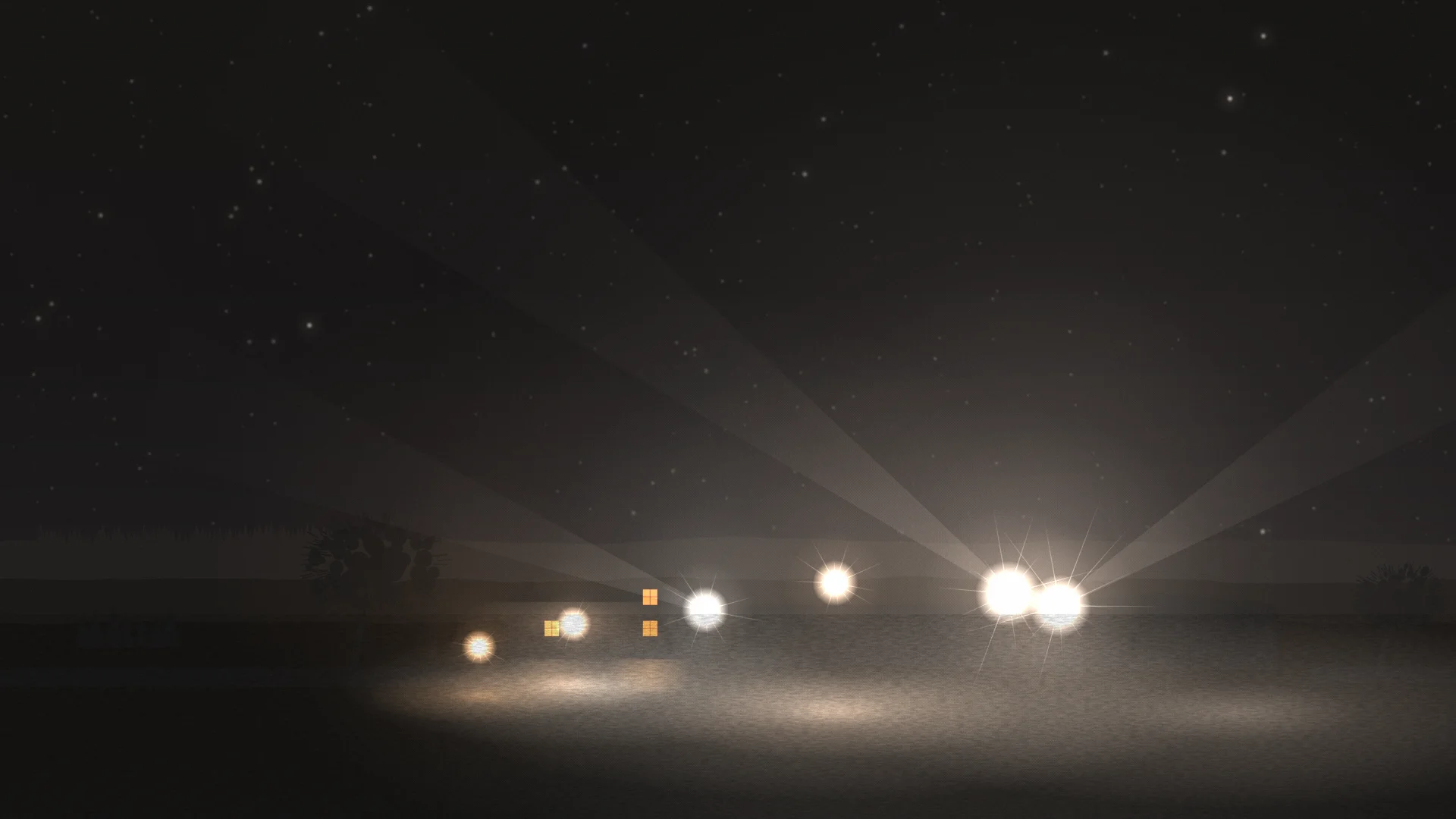 High Shield Farm at night before the refit: floodlights and glare