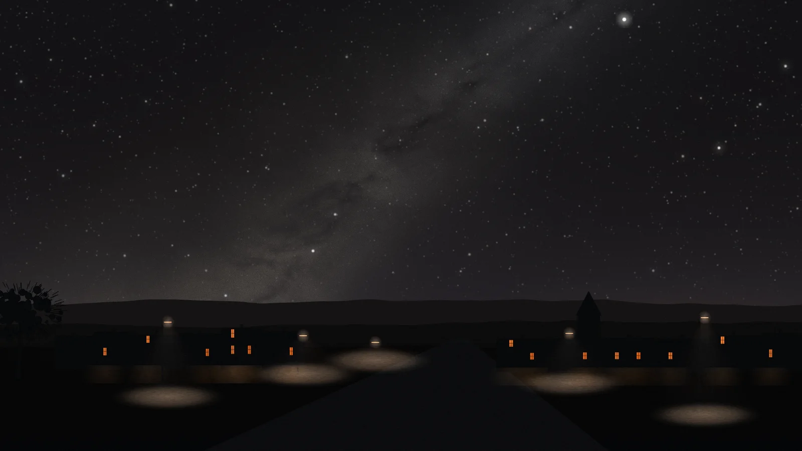 The village street lit at 4000 K