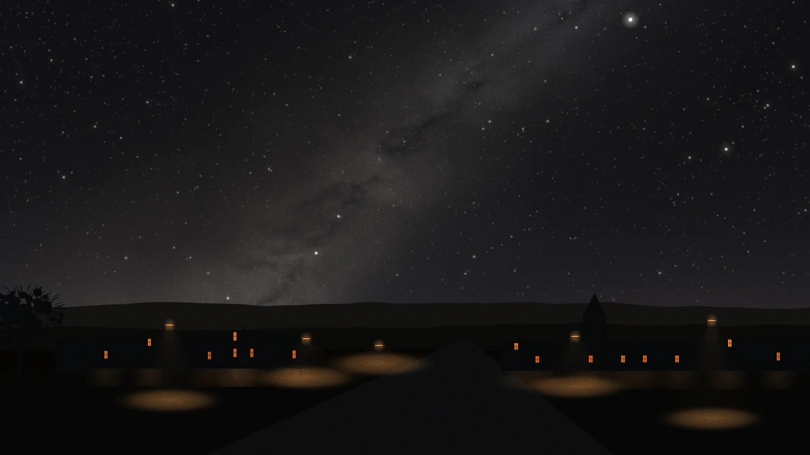 Thornhope after the refit: shielded lights and the Milky Way