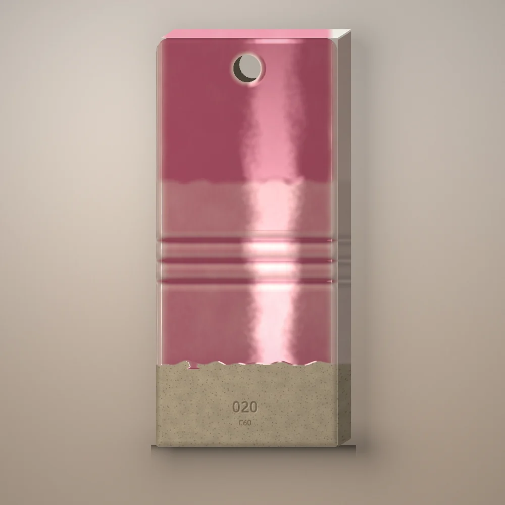 Test tile 020, Chrome-Tin Pink, fired: gloss