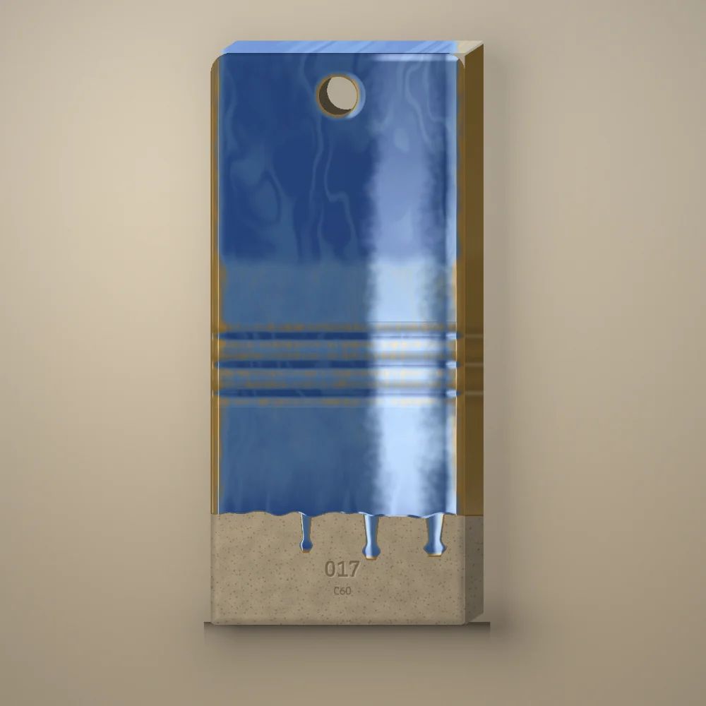 Test tile 017, Floating Blue, fired: gloss, variegated