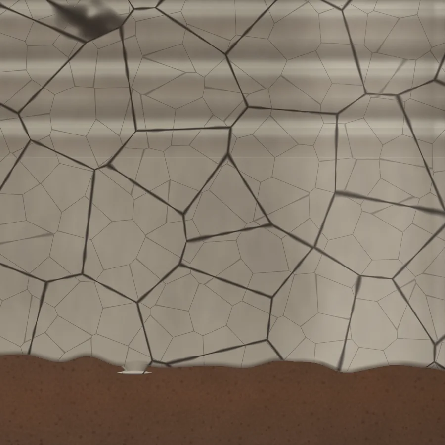 Detail of tile 024: thrown grooves and the dip line