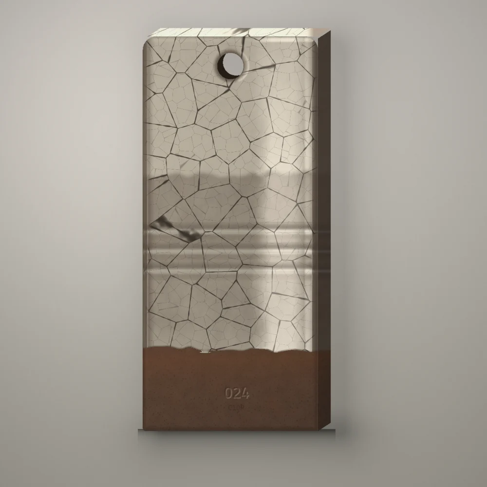 Test tile 024, Ge Crackle, fired: satin, inked crackle