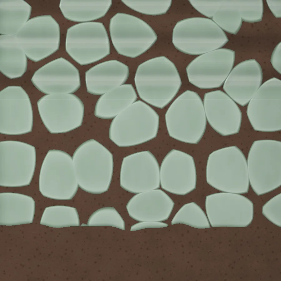 Detail of tile 015: thrown grooves and the dip line