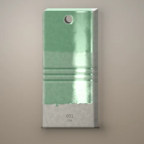Test tile 001, Longton Celadon: gloss, fine crackle