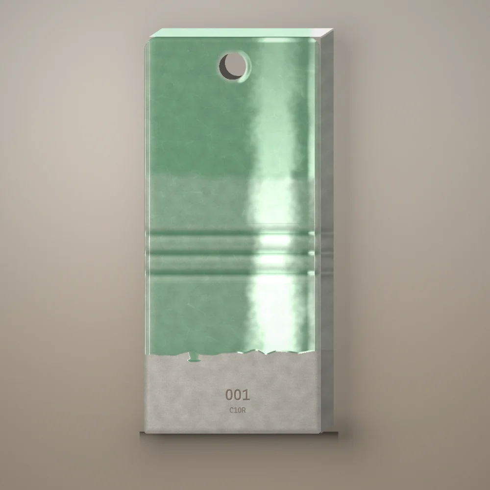 Test tile 001, Longton Celadon, fired: gloss, fine crackle
