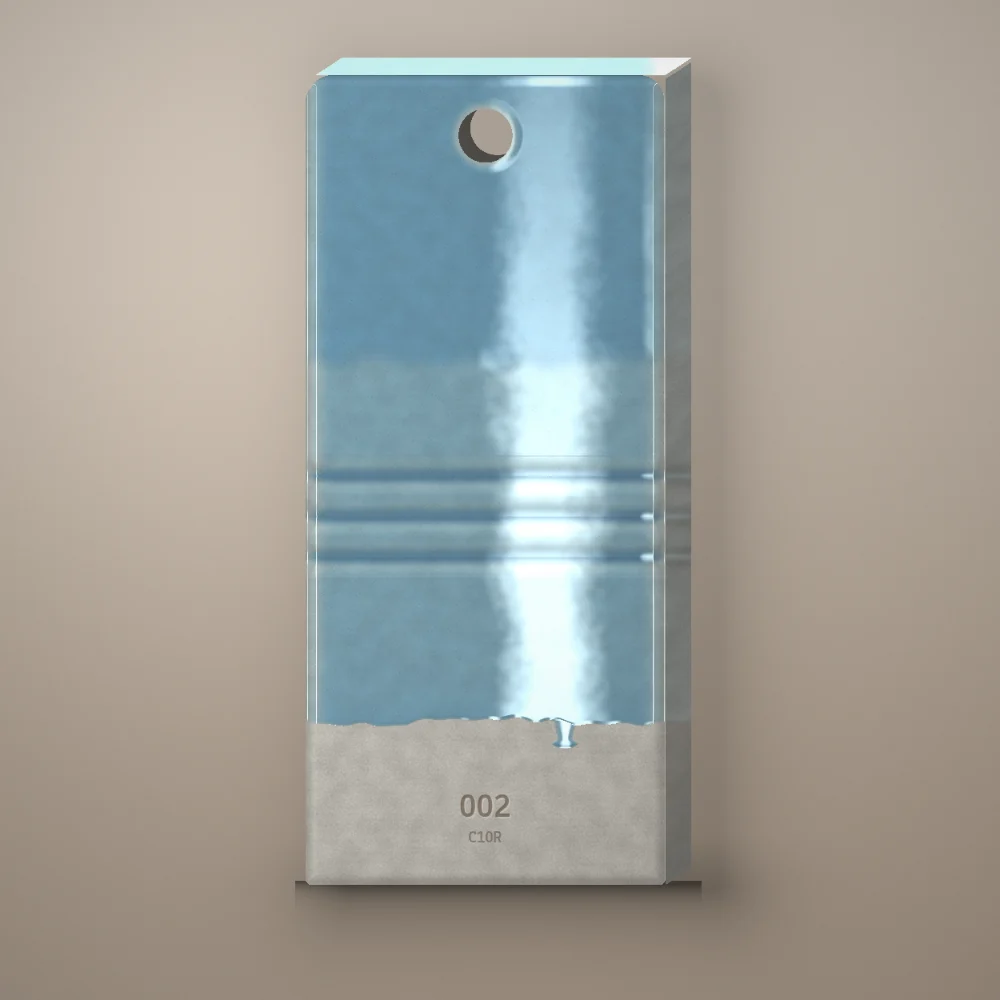 Test tile 002, Qingbai Blue, fired: gloss