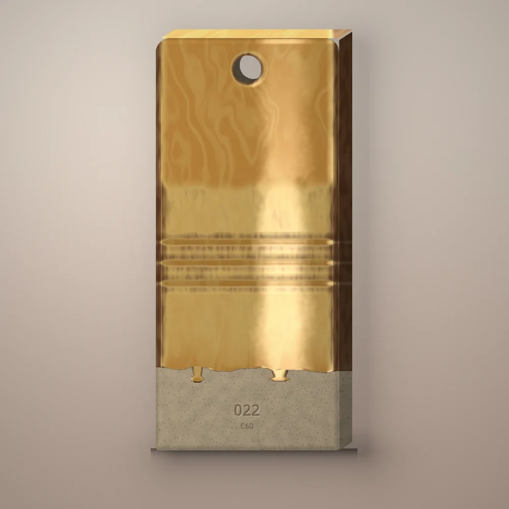 Test tile 022, Rutile Ochre, fired: satin, streaked