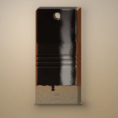 Test tile 004, Tenmoku: gloss, rust breaks