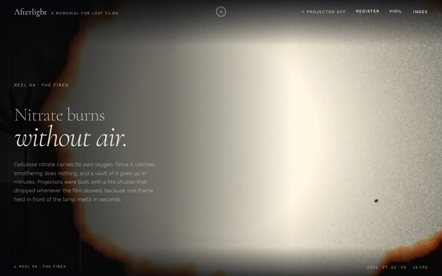 AFTERLIGHT: a screen further down the page