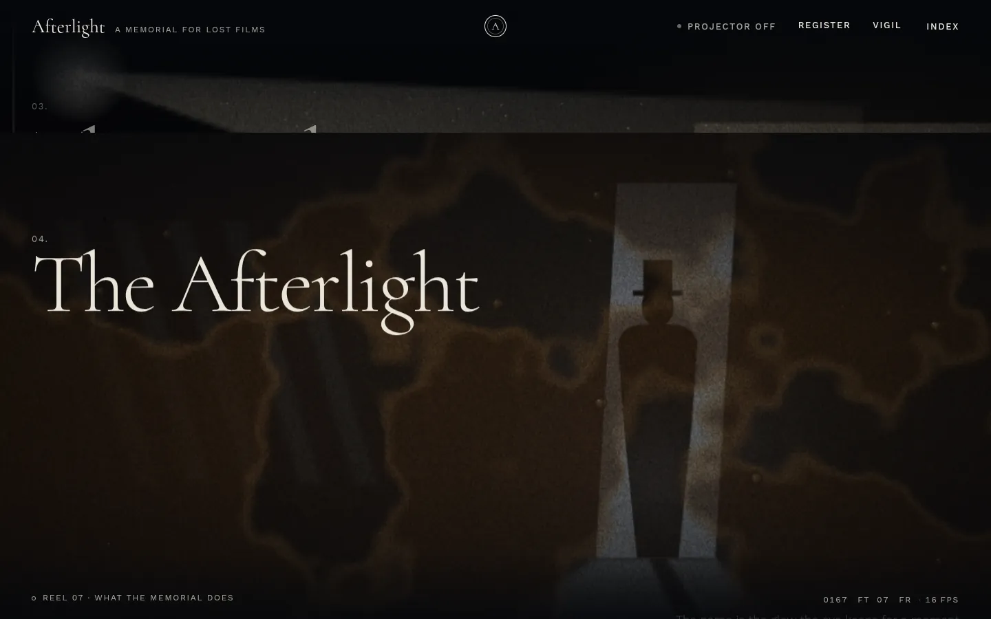AFTERLIGHT: a screen further down the page