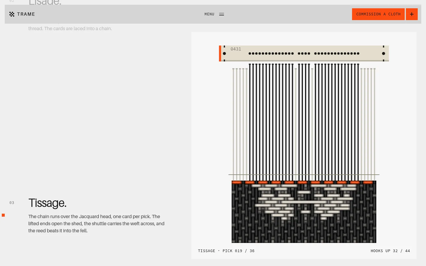 TRAME: a screen further down the page