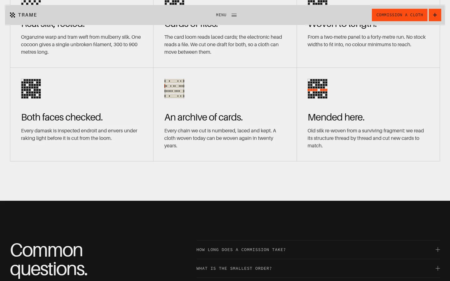TRAME: a screen further down the page