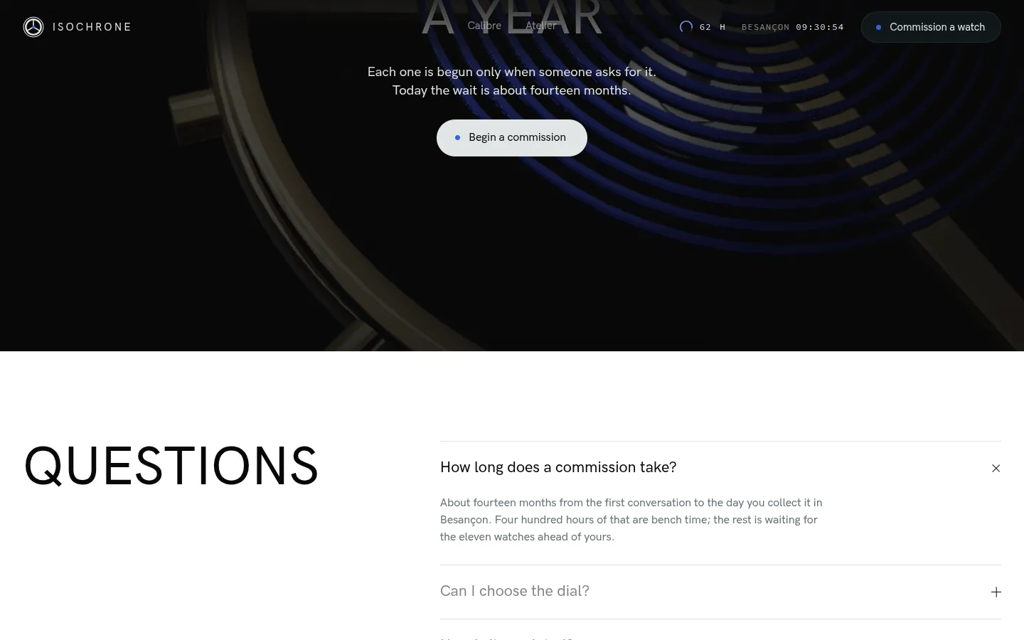 ISOCHRONE: a screen further down the page