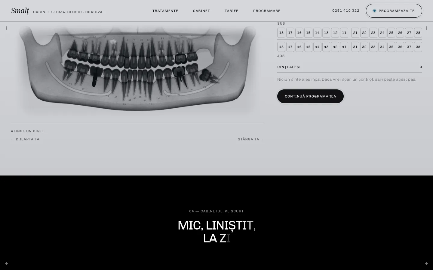 SMALȚ: a screen further down the page