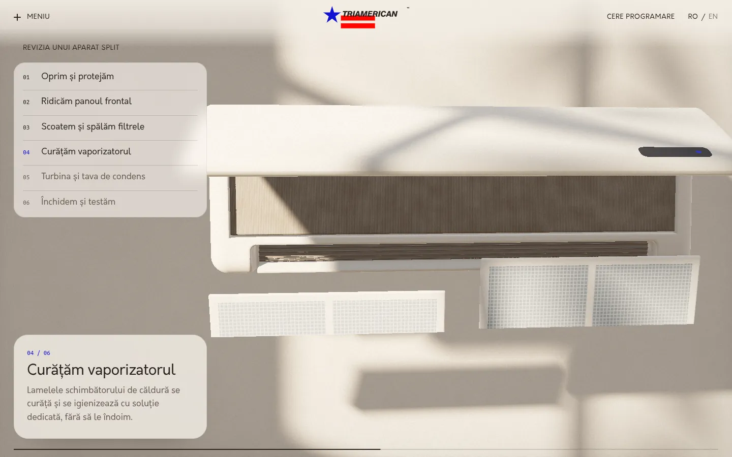 TRIAMERICAN „Porțelan”: a screen further down the page