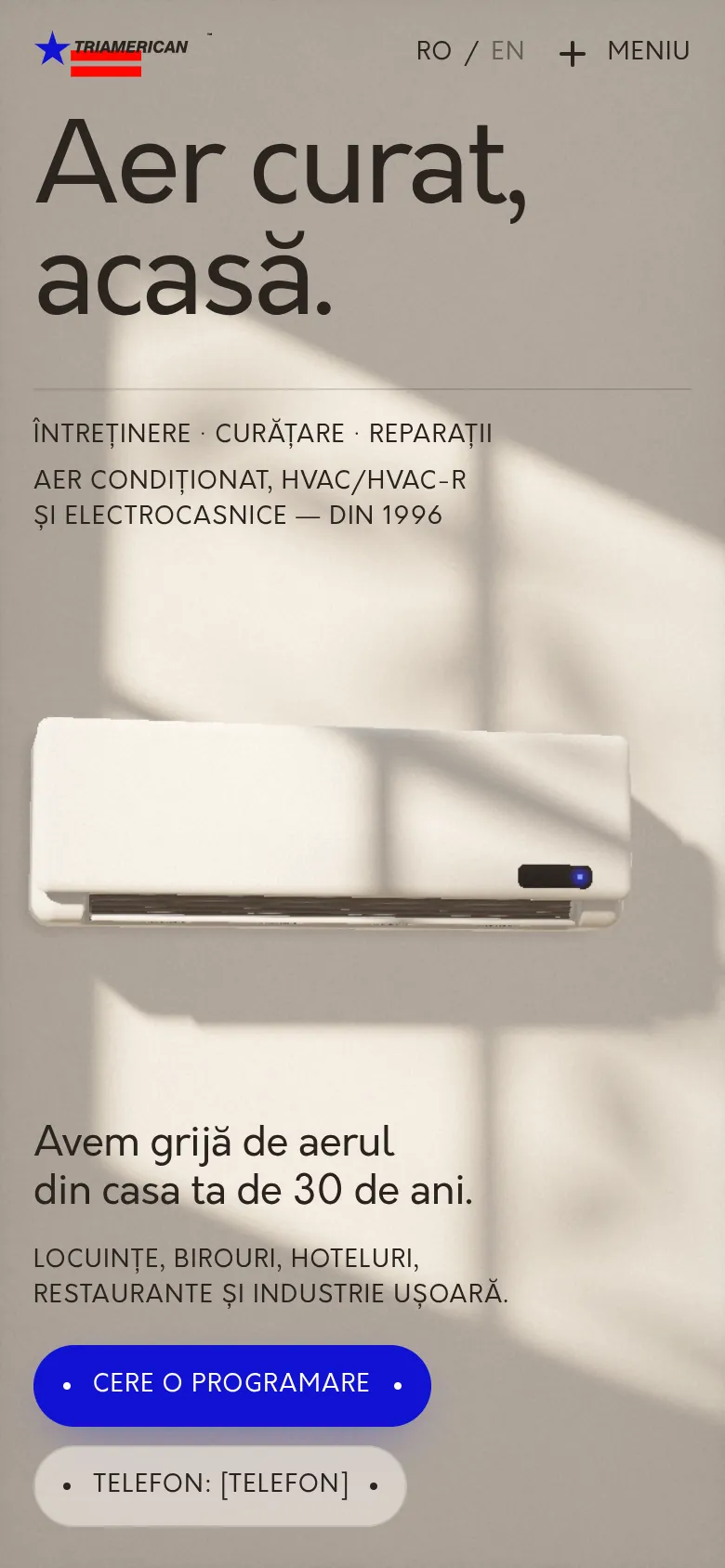 TRIAMERICAN „Porțelan”: the first screen on a phone