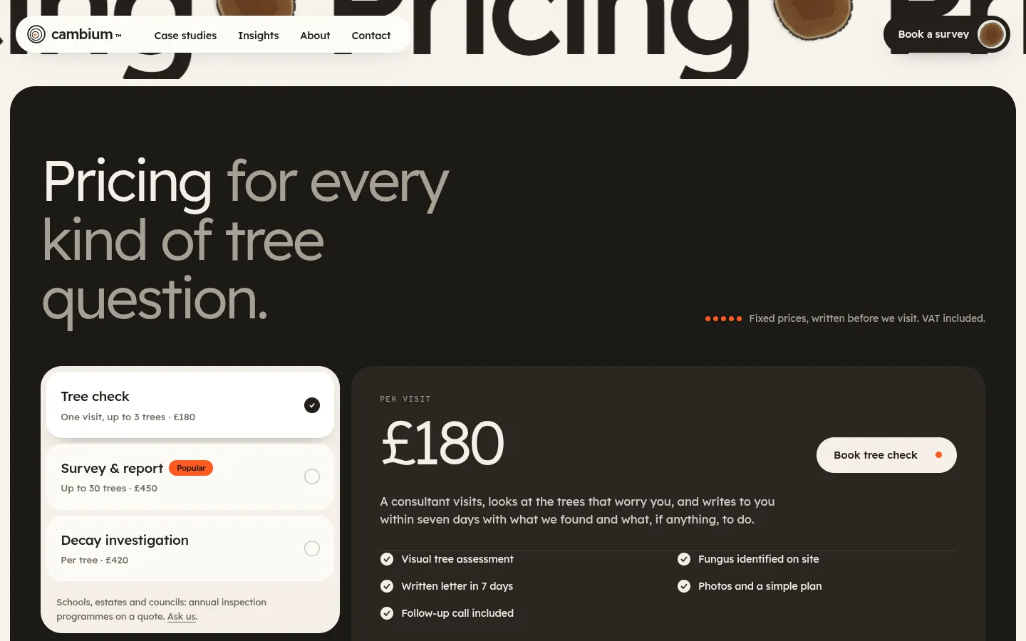 CAMBIUM: a screen further down the page