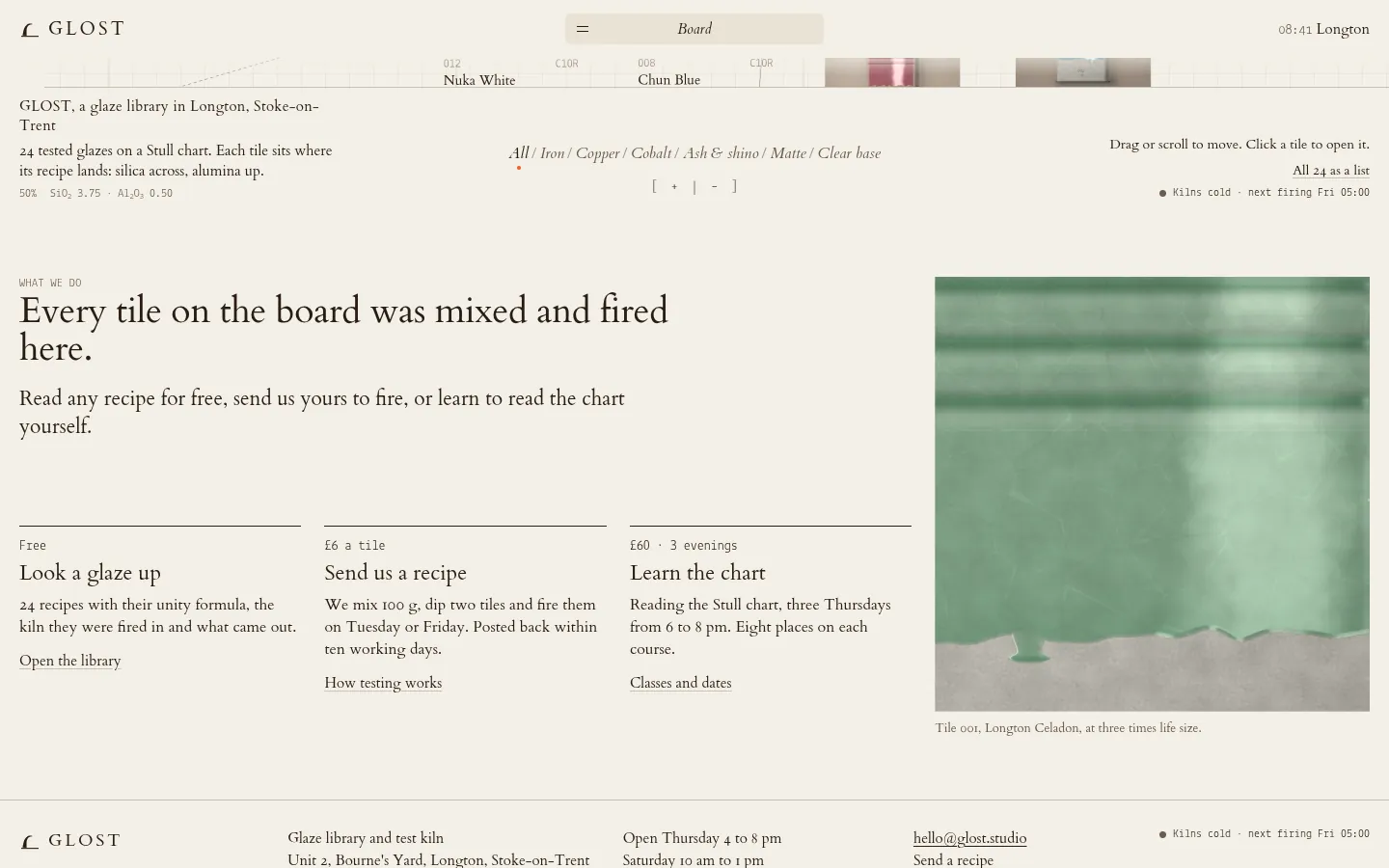 GLOST: a screen further down the page